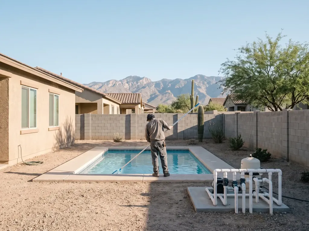 Back yard pool at a Rita Ranch home