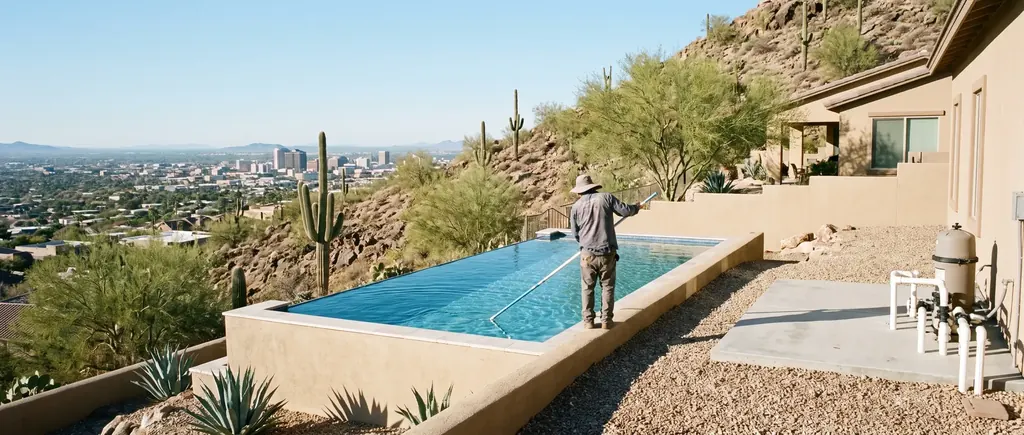 Hillside pool in the Catalina Foothills overlooking Tucson