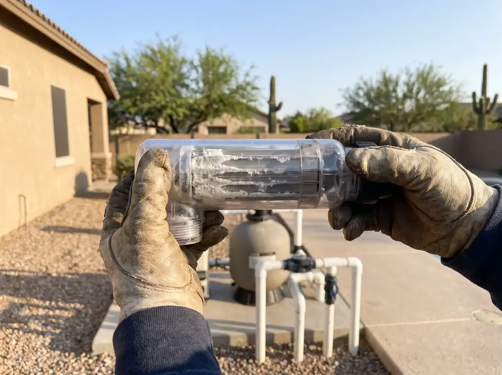 Salt cell removed from pool plumbing for cleaning